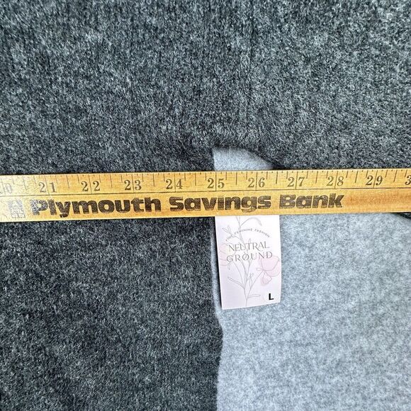 Neutral Ground Tunic Sweater Womens L Gray Oversized Minimal Knit Cozy Slits NEW - Picture 7 of 16